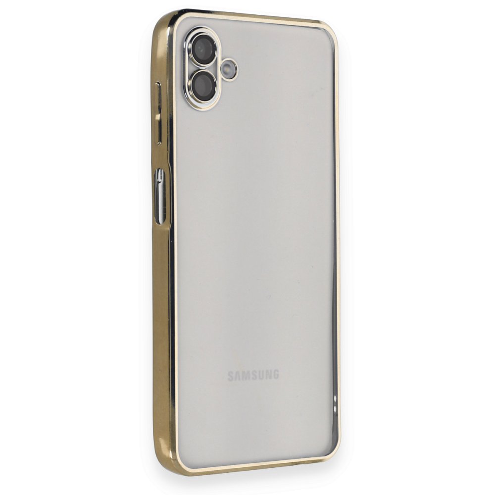  Samsung Galaxy A04 Kılıf Razer Lensli Silikon - Gold