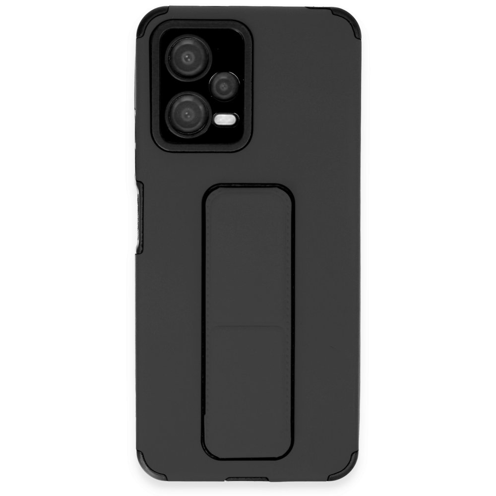 Redmi Note 12 5G Kılıf Mega Standlı Silikon - Siyah