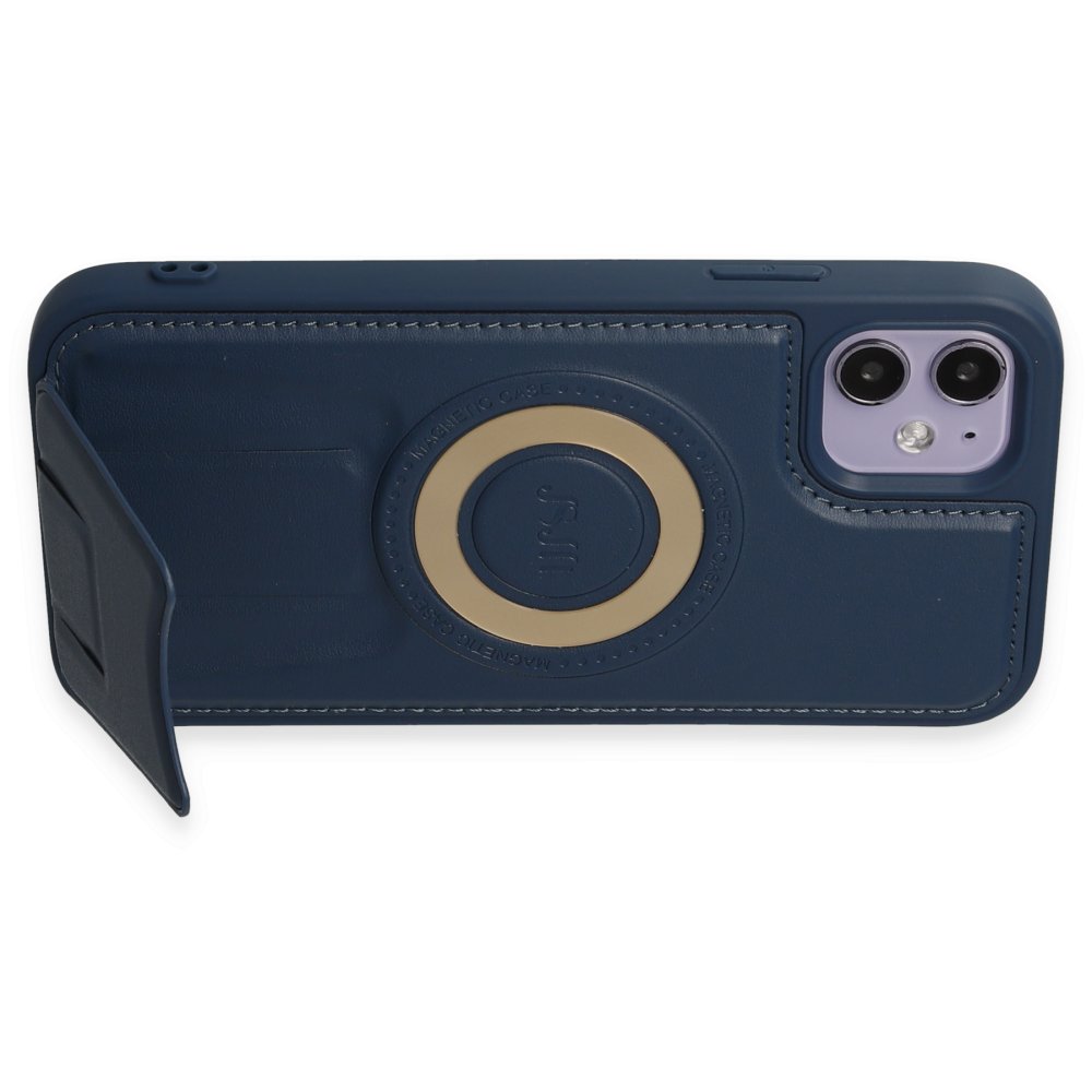  iPhone 11 Kılıf Merkür Magneticsafe Standlı Kapak - Lacivert