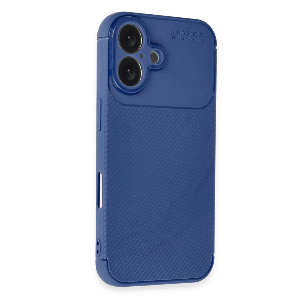 iPhone 16 Plus Kılıf Auto Focus Karbon Kapak - Lacivert  iPhone 16 Plus Kılıf Auto Focus Karbon Kapak - Lacivert