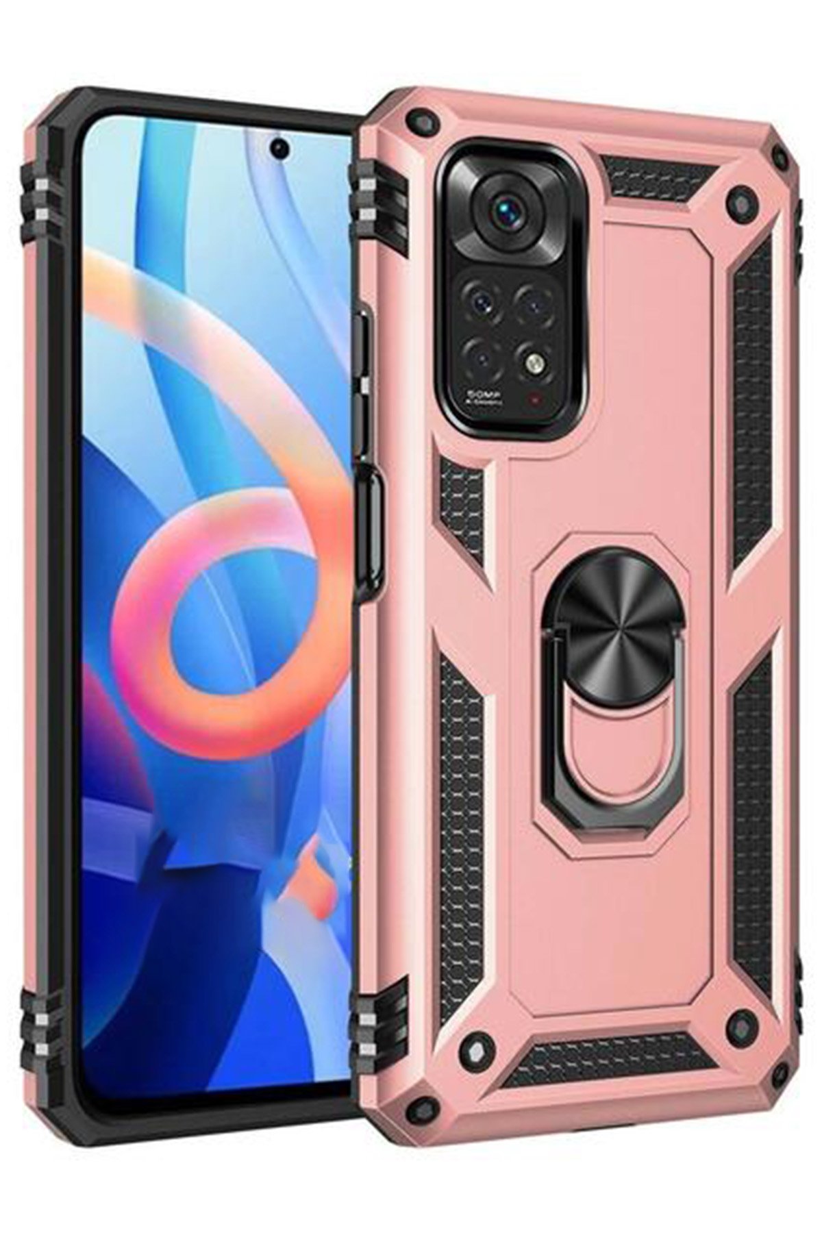 Redmi Note 11S Kılıf Sofya Yüzüklü Silikon Kapak - Rose Redmi Note 11S Kılıf Sofya Yüzüklü Silikon Kapak - Rose