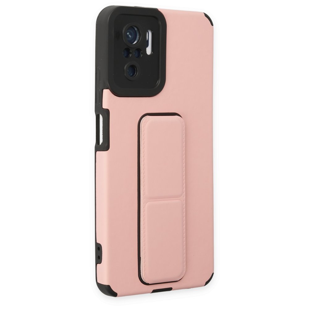 Redmi Note 10S Kılıf Mega Standlı Silikon - Pudra