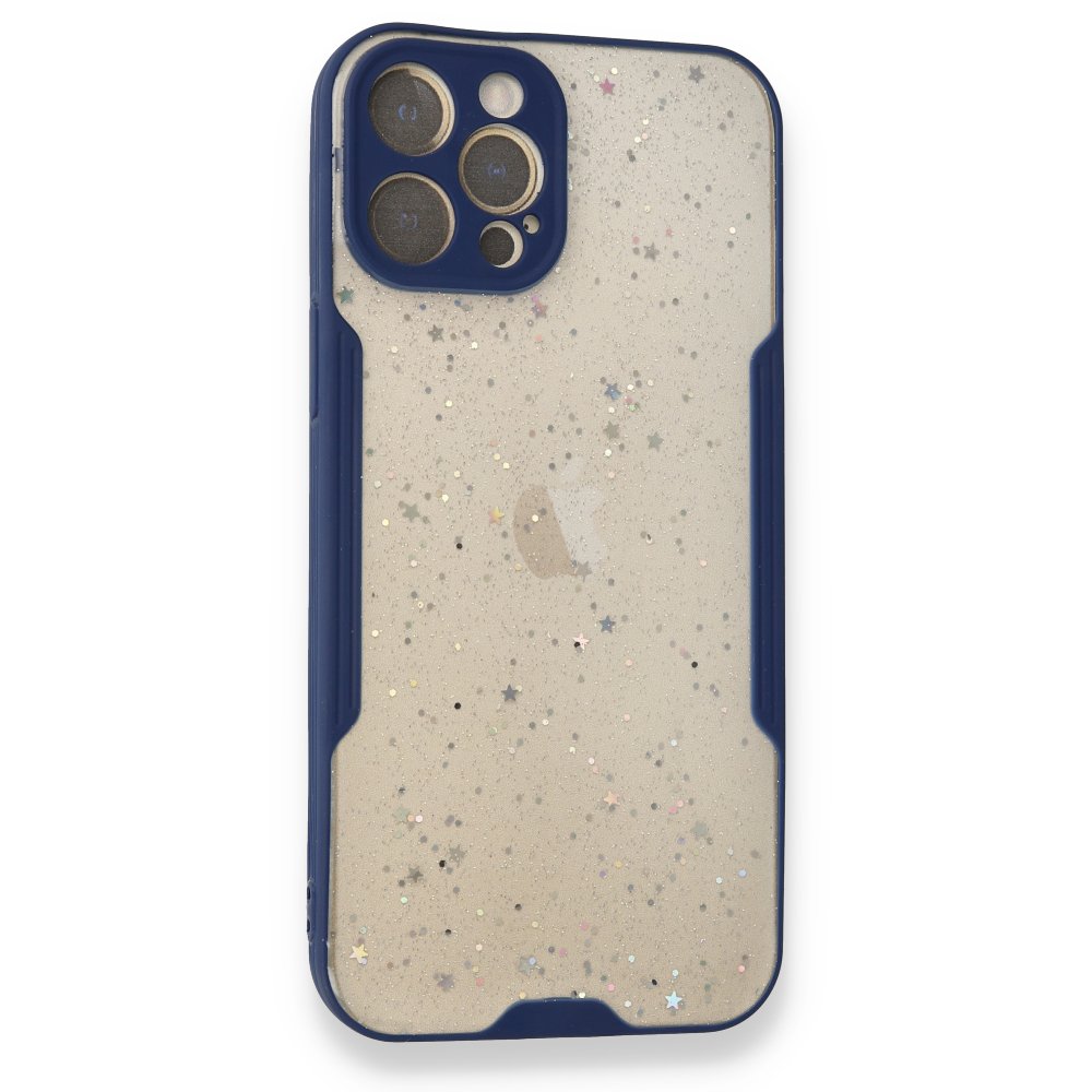  iPhone 12 Pro Max Kılıf Platin Simli Silikon - Lacivert