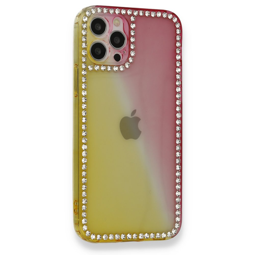 iPhone 12 Pro Kılıf İmaj Silikon - Sarı-Pembe iPhone 12 Pro Kılıf İmaj Silikon - Sarı-Pembe