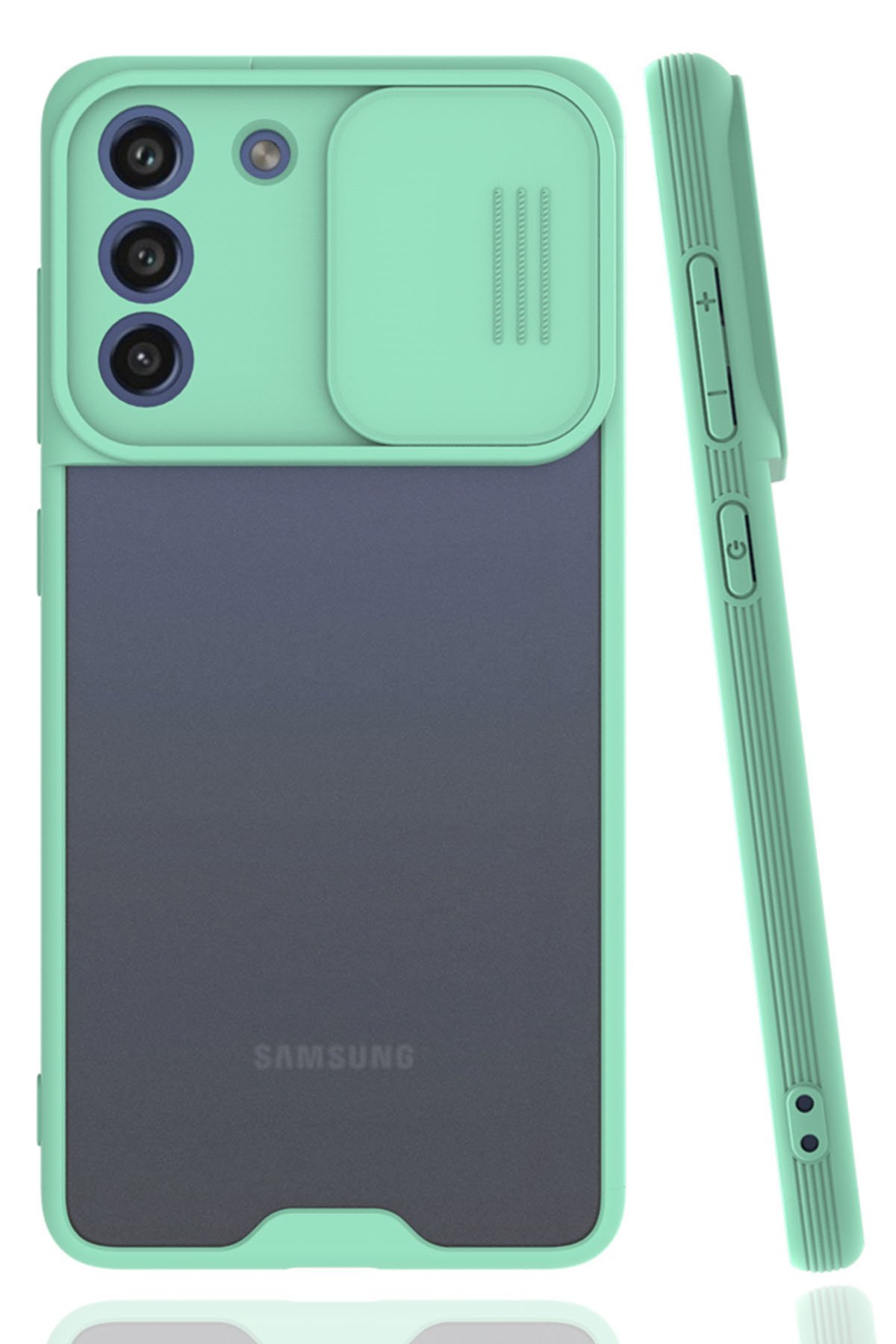  Samsung Galaxy S21 FE Kılıf Platin Kamera Koruma Silikon - Açık Yeşil