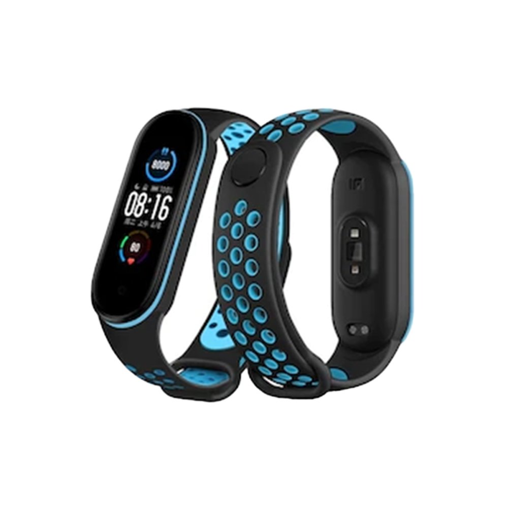  Xiaomi Mi Band 4 Spor Delikli Kordon - Siyah-Mavi