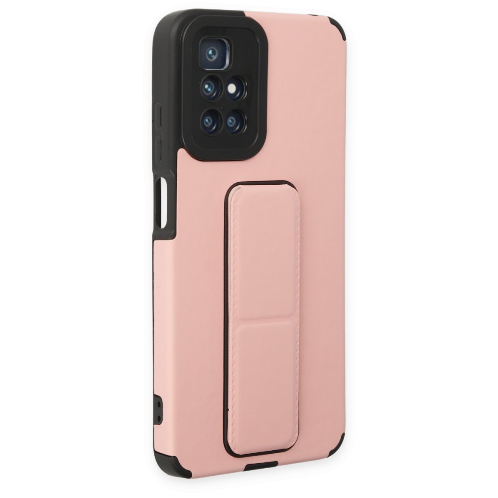 Redmi 10 2022 Kılıf Mega Standlı Silikon - Pudra
