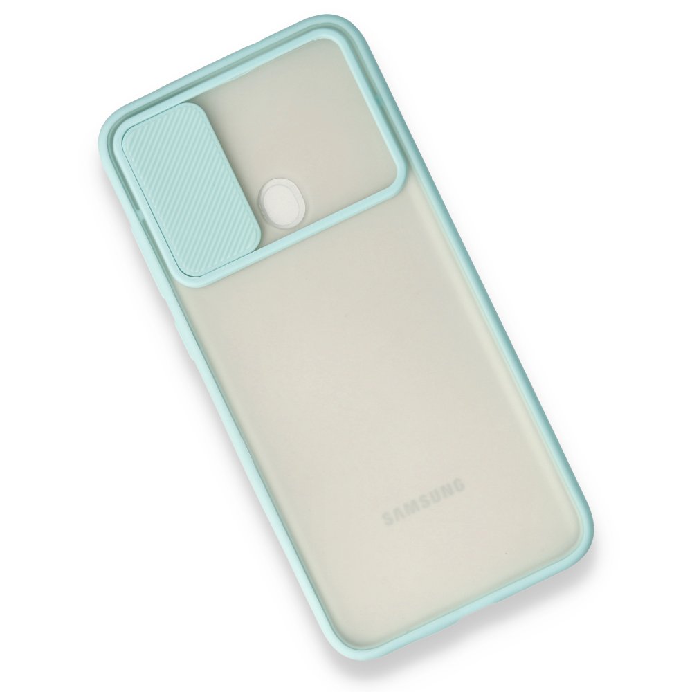 Samsung Galaxy M11 Kılıf Palm Buzlu Kamera Sürgülü Silikon - Turkuaz