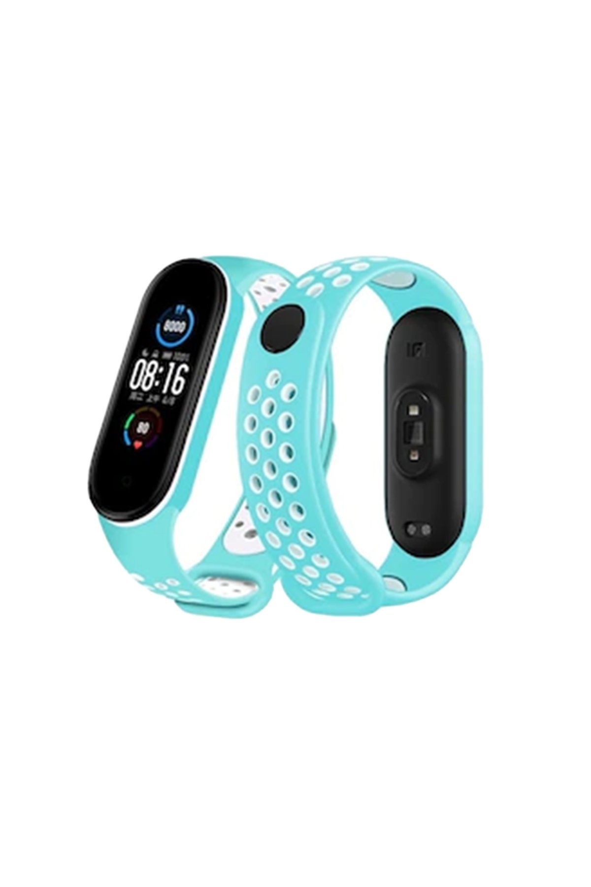 Xiaomi Mi Band 4 Spor Delikli Kordon - Turkuaz-Beyaz Xiaomi Mi Band 4 Spor Delikli Kordon - Turkuaz-Beyaz