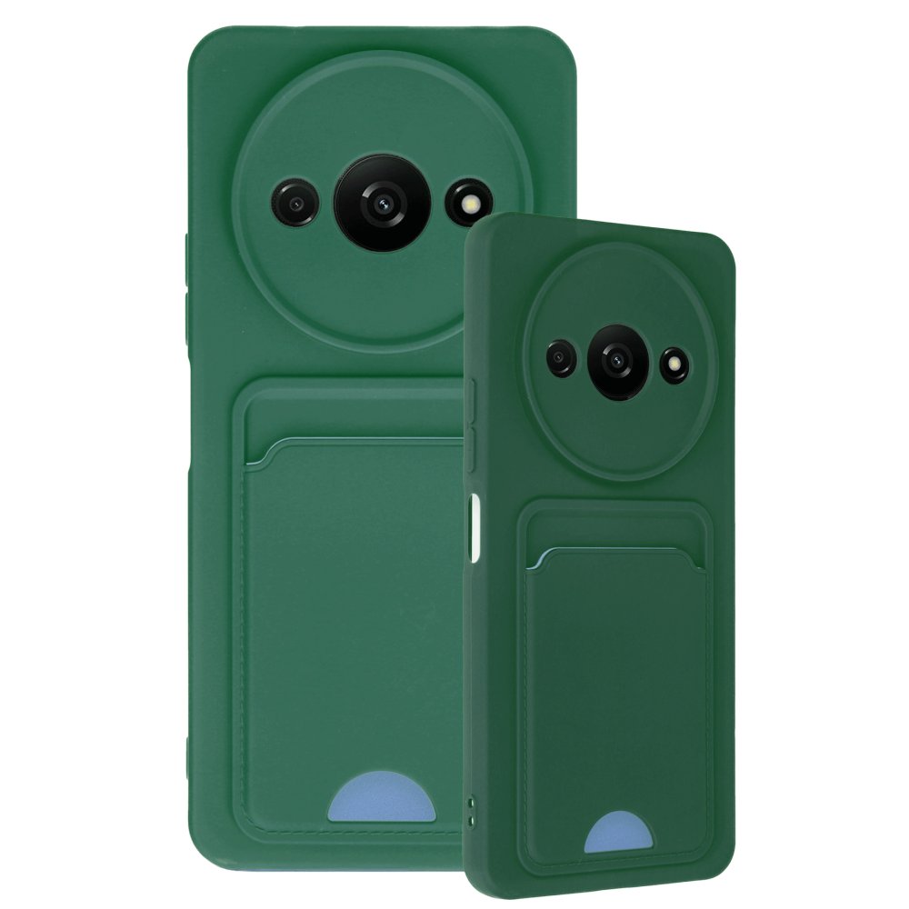 Redmi A3 4G Kılıf Kelvin Kartvizitli Silikon - Koyu Yeşil