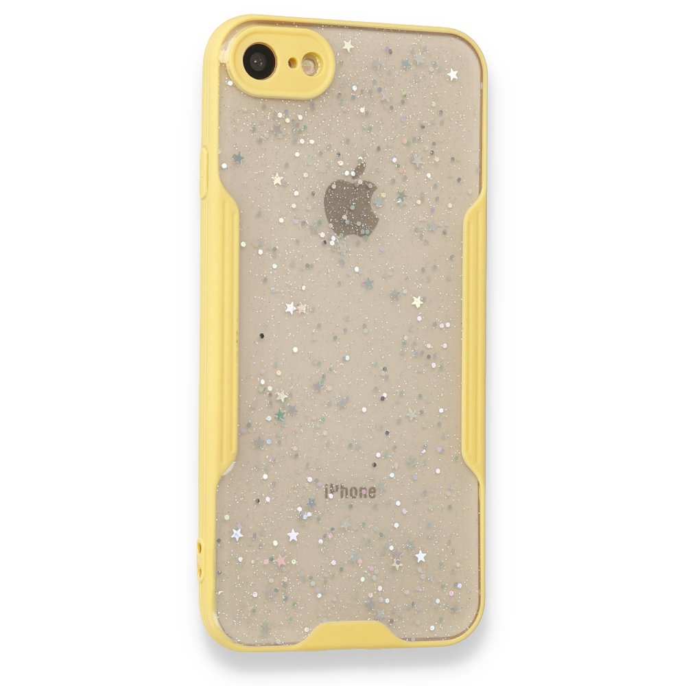 iPhone 8 Kılıf Platin Simli Silikon - Sarı  iPhone 8 Kılıf Platin Simli Silikon - Sarı
