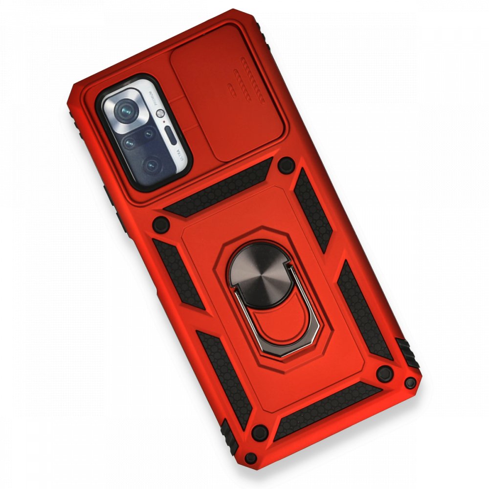 Redmi Note 10 Pro Kılıf Pars Lens Yüzüklü Silikon - Kırmızı