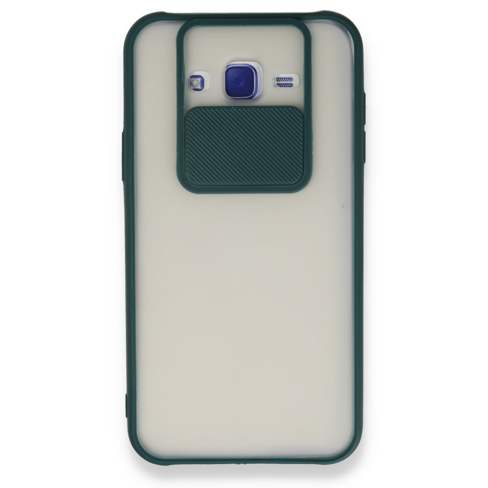  Samsung Galaxy J7 Kılıf Palm Buzlu Kamera Sürgülü Silikon - Yeşil
