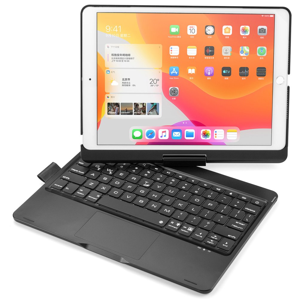  iPad 10.2 (8.nesil) Kılıf Magic Dönen Klavyeli Tablet Kılıf - Siyah