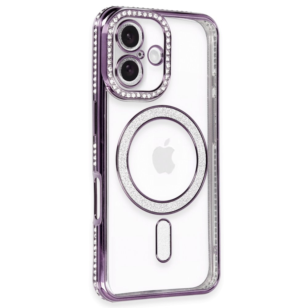 iPhone 16 Plus Kılıf Joke Simli Magneticsafe Kılıf - Derin Mor  iPhone 16 Plus Kılıf Joke Simli Magneticsafe Kılıf - Derin Mor