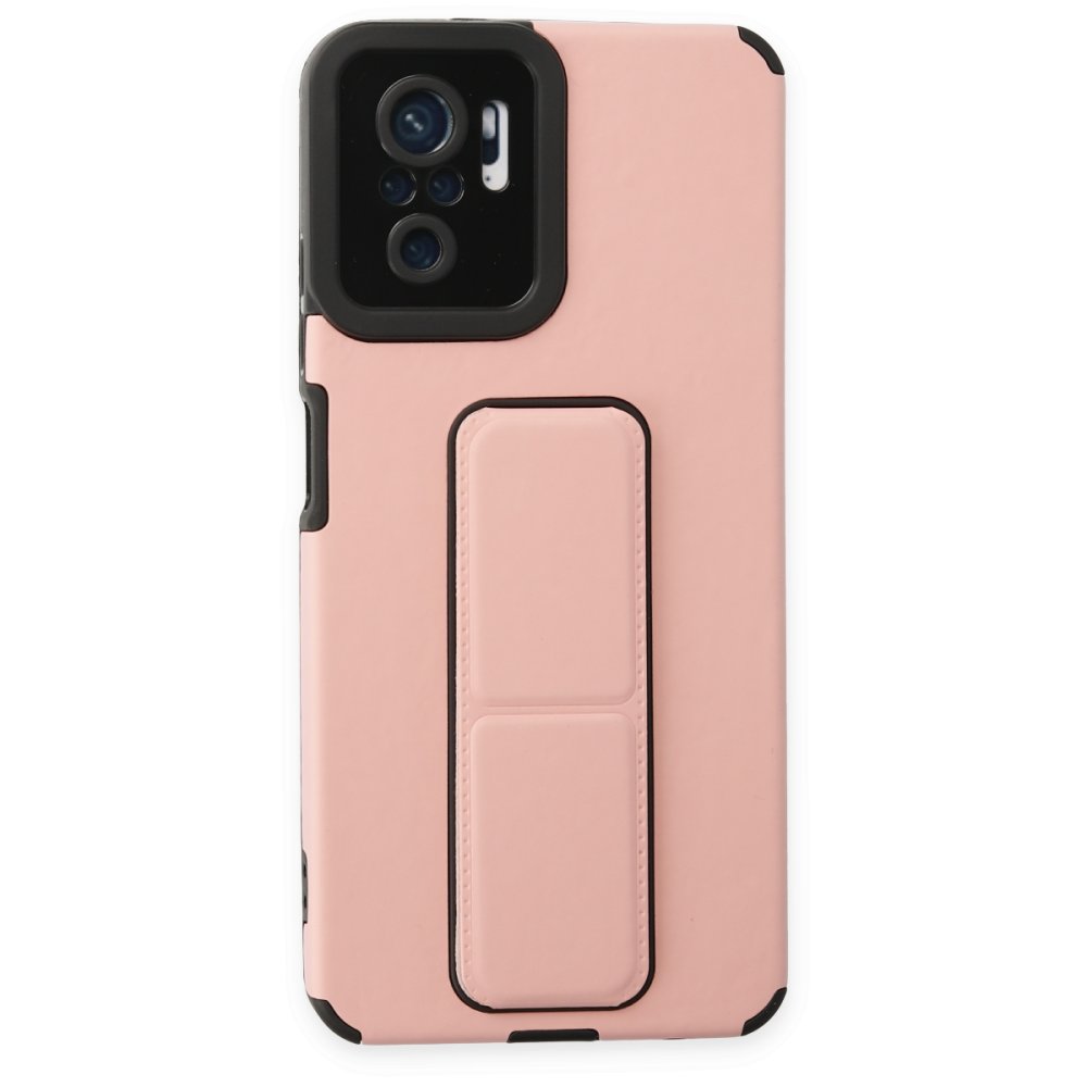 Redmi Note 10S Kılıf Mega Standlı Silikon - Pudra