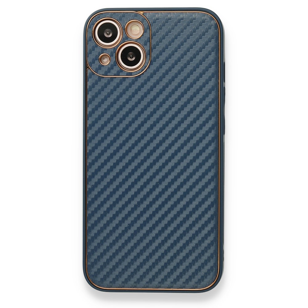 iPhone 13 Kılıf Coco Karbon Silikon - Mavi  iPhone 13 Kılıf Coco Karbon Silikon - Mavi