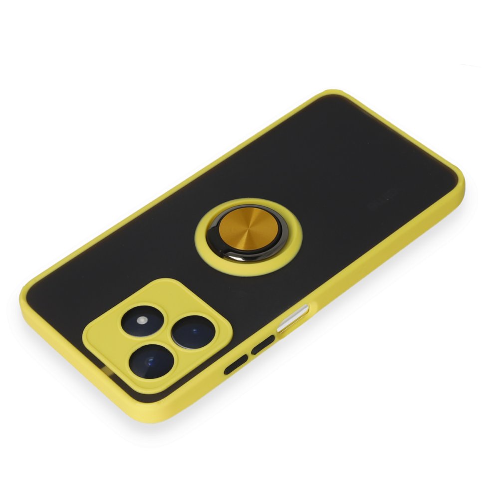 Realme C53 Kılıf Montreal Yüzüklü Silikon Kapak - Sarı Realme C53 Kılıf Montreal Yüzüklü Silikon Kapak - Sarı