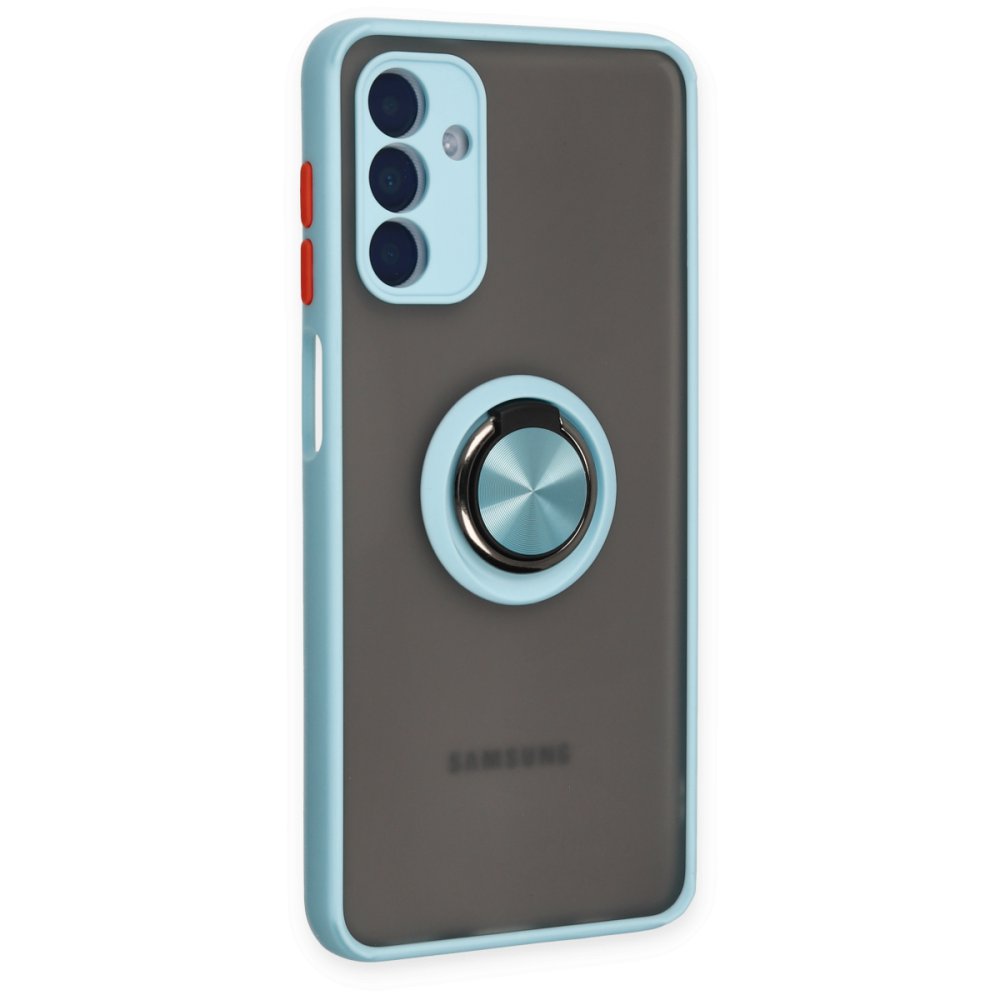  Samsung Galaxy A04S Kılıf Montreal Yüzüklü Silikon Kapak - Buz Mavi