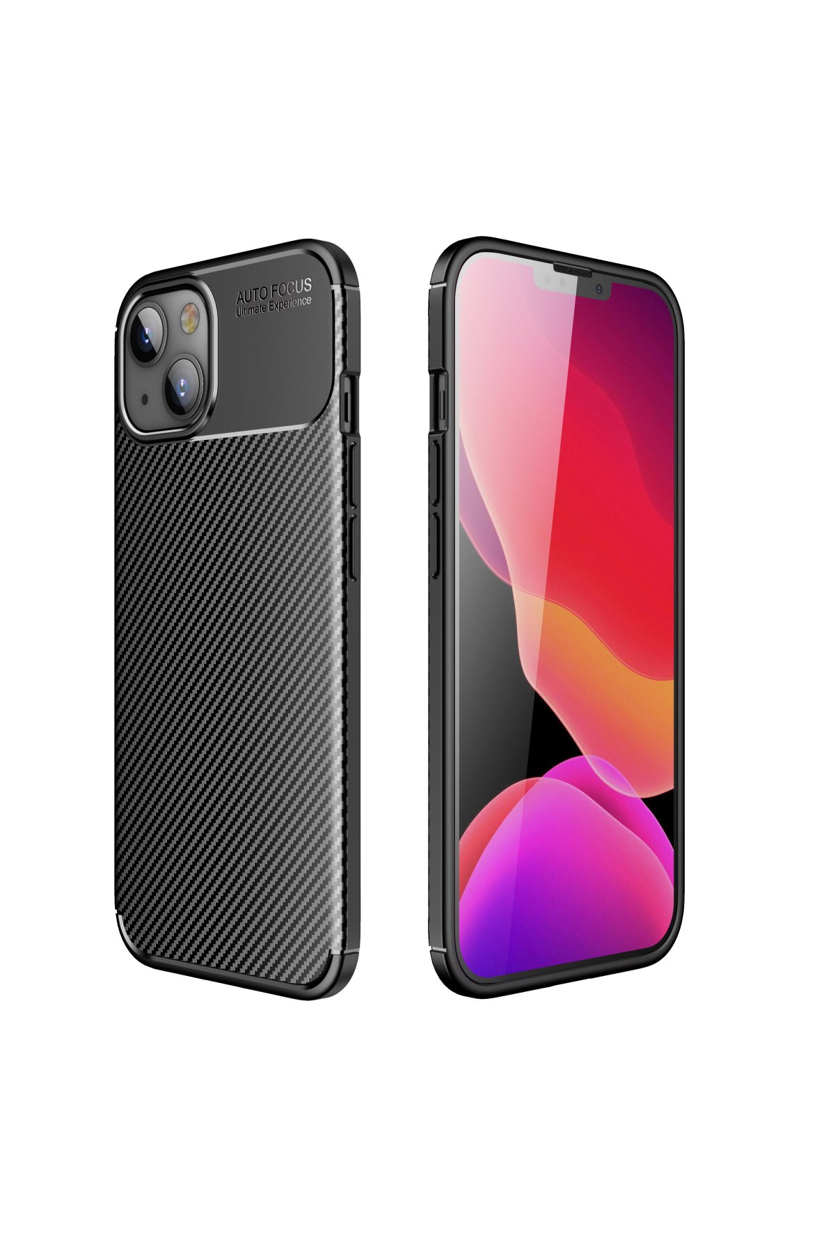 iPhone 13 Kılıf Auto Focus Karbon Kapak - Siyah iPhone 13 Kılıf Auto Focus Karbon Kapak - Siyah
