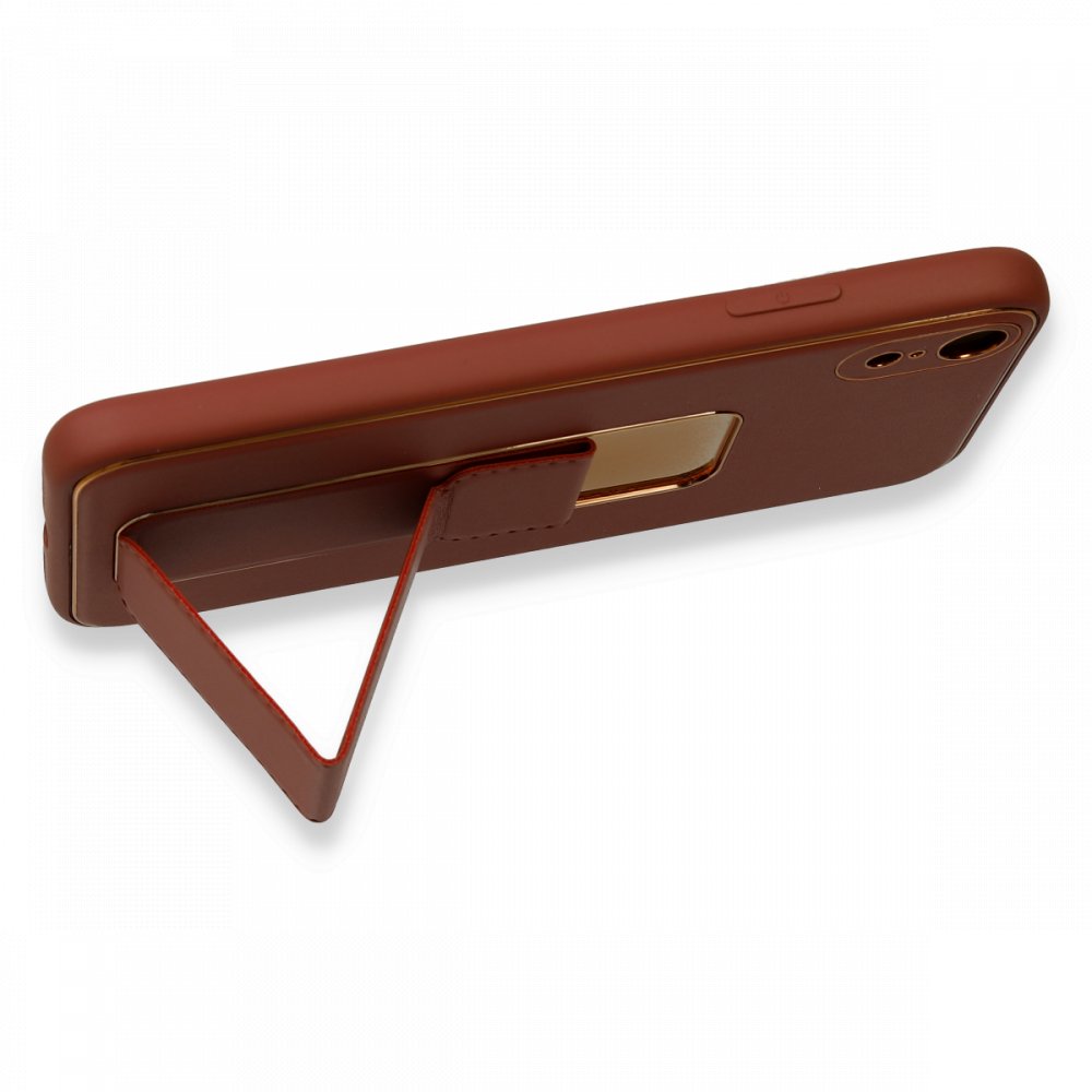 iPhone XR Kılıf Coco Deri Standlı Kapak - Fuşya