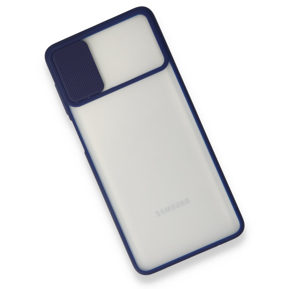  Samsung Galaxy M51 Kılıf Palm Buzlu Kamera Sürgülü Silikon - Lacivert
