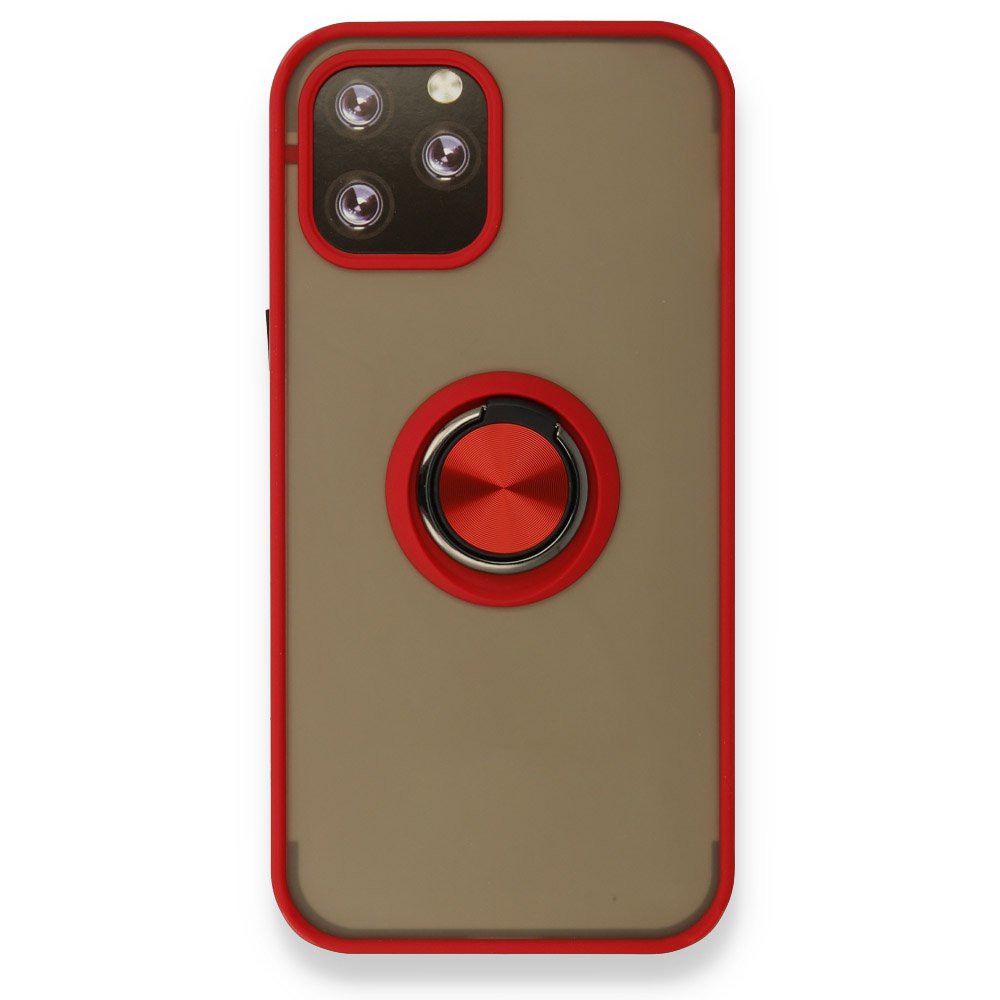  iPhone 12 Pro Max Kılıf Montreal Yüzüklü Silikon Kapak - Kırmızı