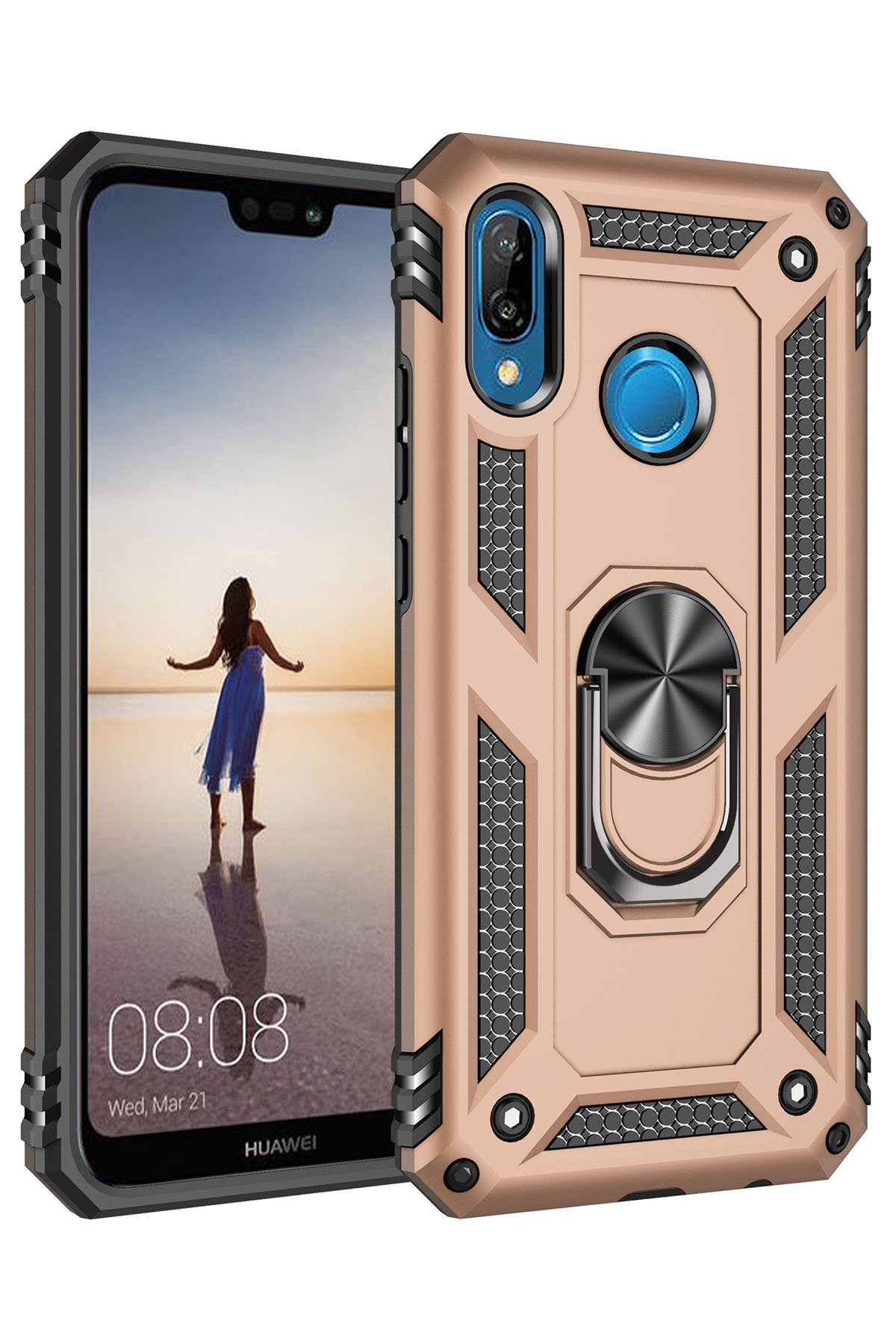 Huawei P20 Lite Kılıf Sofya Yüzüklü Silikon Kapak - Gold Huawei P20 Lite Kılıf Sofya Yüzüklü Silikon Kapak - Gold