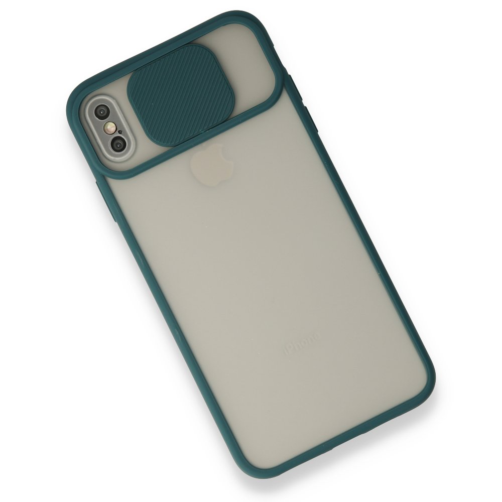 iPhone XS Max Kılıf Palm Buzlu Kamera Sürgülü Silikon - Yeşil  iPhone XS Max Kılıf Palm Buzlu Kamera Sürgülü Silikon - Yeşil