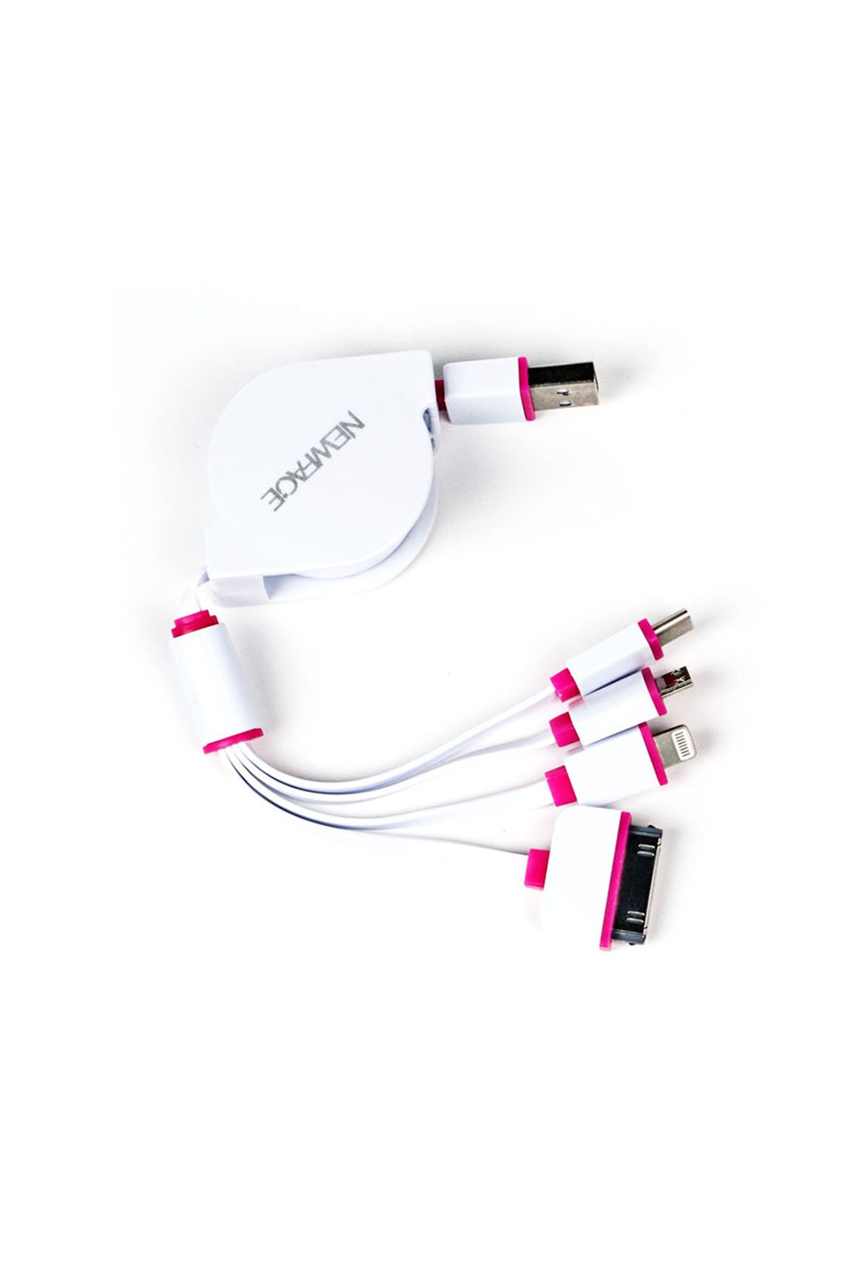  Makaralı 4in1 USB Kablo - Pembe