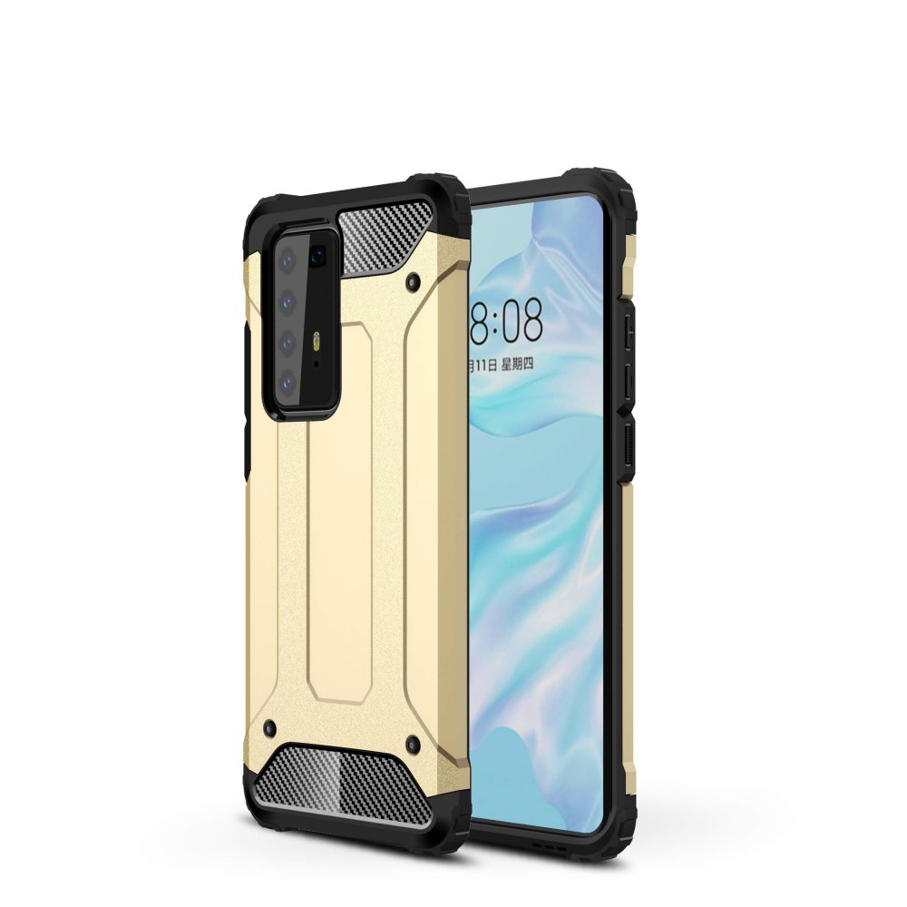 Huawei P40 Pro Kılıf Tank Silikon Kapak - Gold  Huawei P40 Pro Kılıf Tank Silikon Kapak - Gold