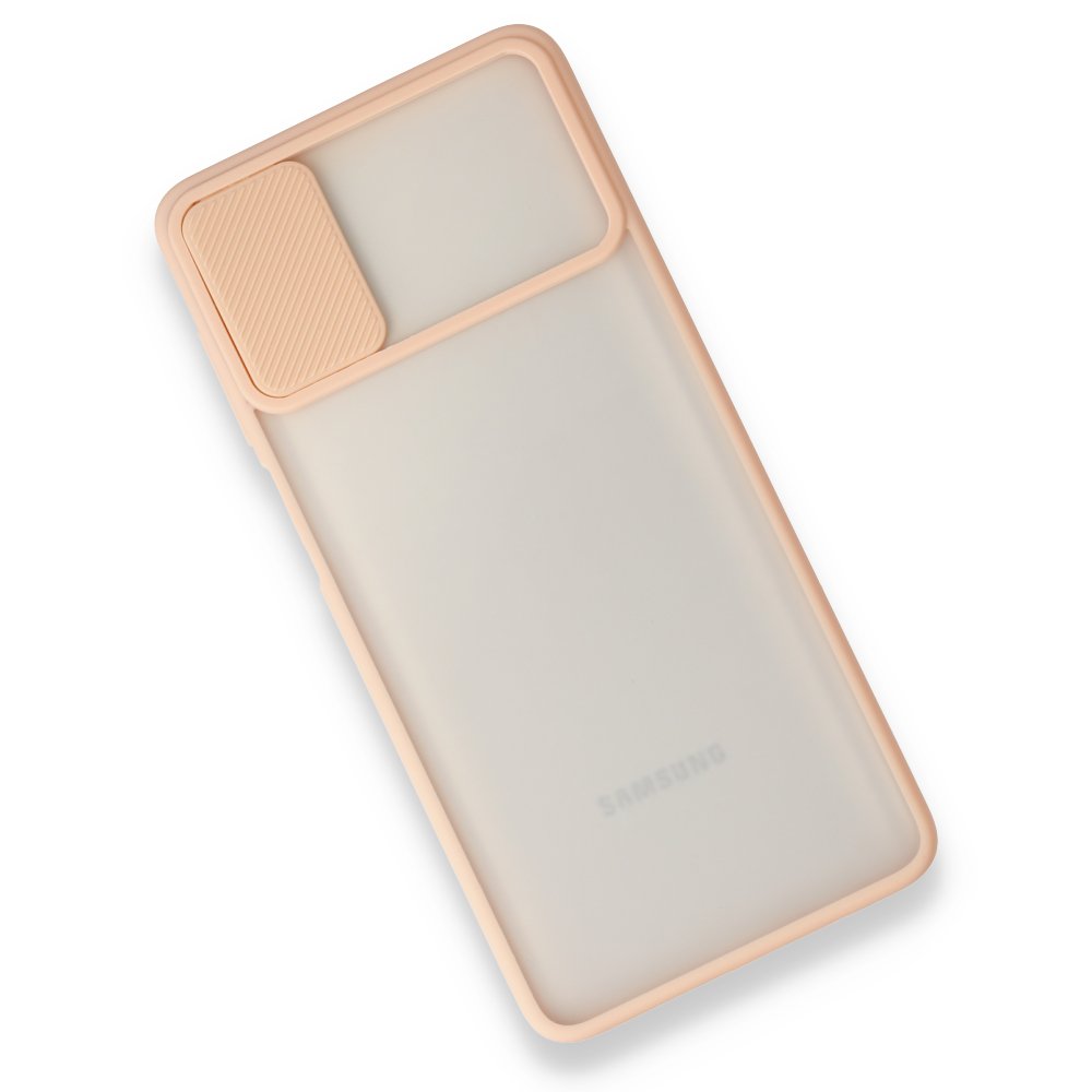  Samsung Galaxy M51 Kılıf Palm Buzlu Kamera Sürgülü Silikon - Pembe