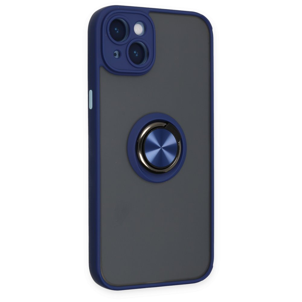iPhone 14 Kılıf Montreal Yüzüklü Silikon Kapak - Lacivert iPhone 14 Kılıf Montreal Yüzüklü Silikon Kapak - Lacivert