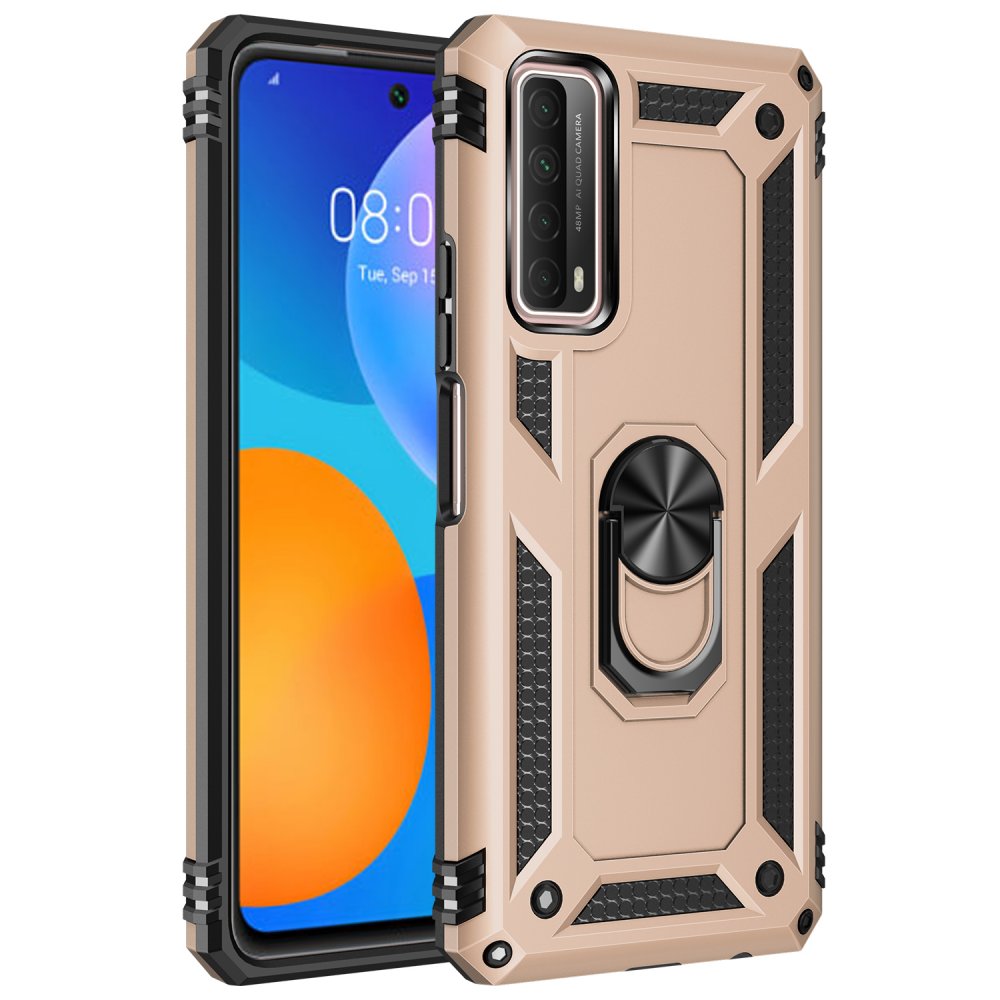 Huawei P Smart 2021 Kılıf Sofya Yüzüklü Silikon Kapak - Gold  Huawei P Smart 2021 Kılıf Sofya Yüzüklü Silikon Kapak - Gold