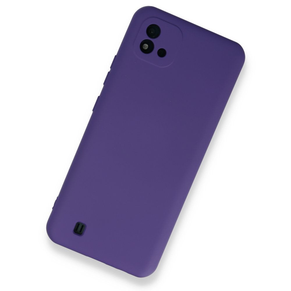 Realme C11 2021 Kılıf Nano içi Kadife Silikon - Mor  Realme C11 2021 Kılıf Nano içi Kadife Silikon - Mor