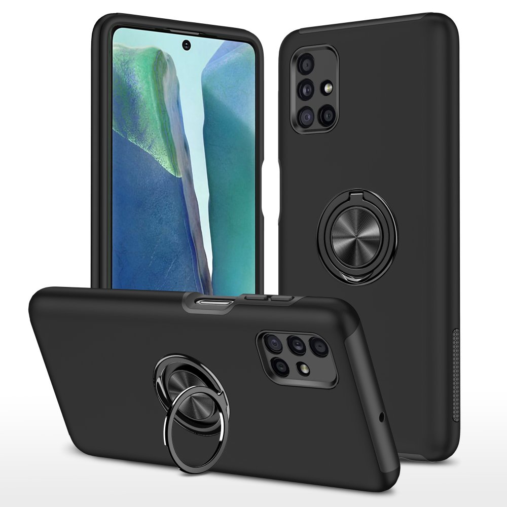  Samsung Galaxy M51 Kılıf Elit Yüzüklü Kapak - Siyah