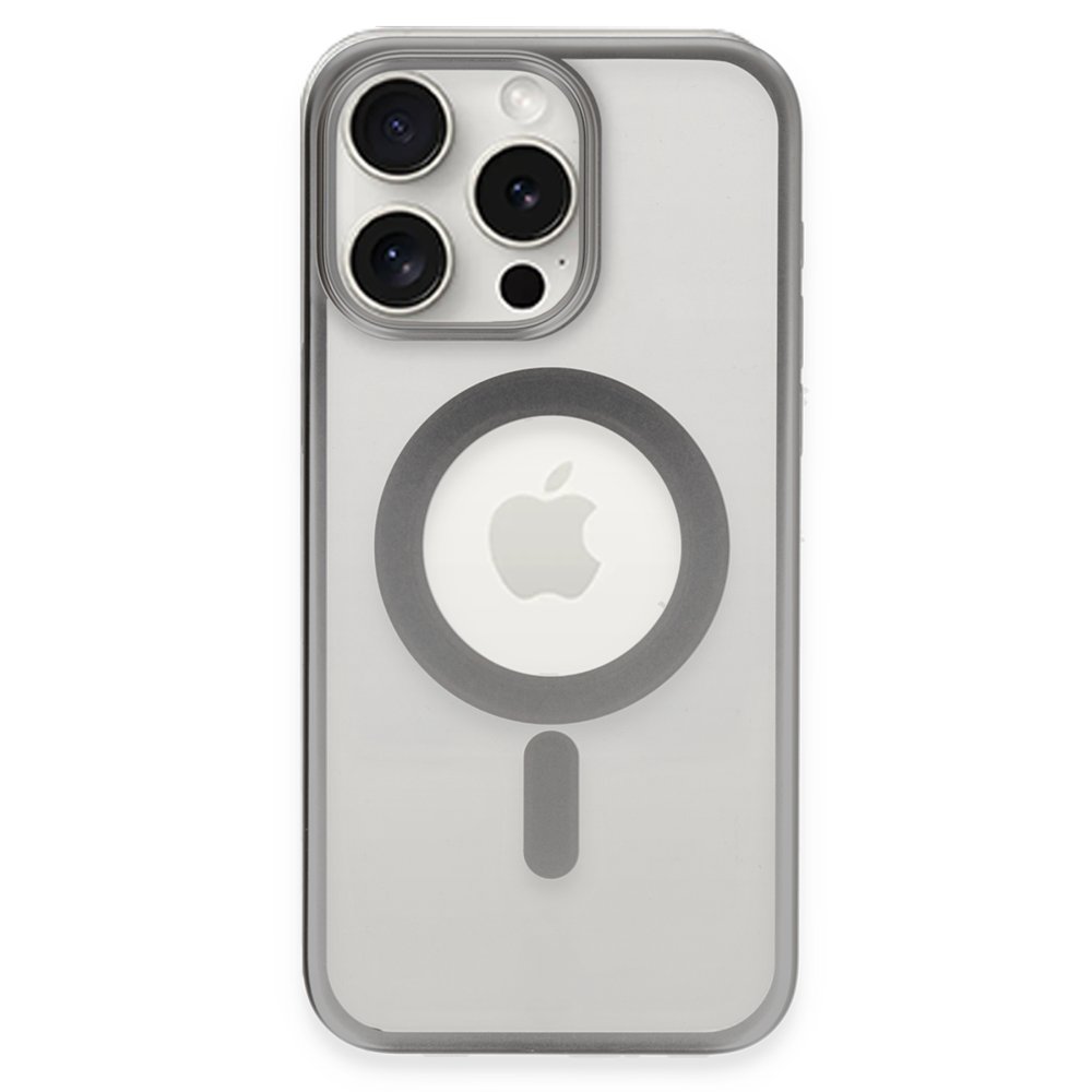  iPhone 15 Pro Max Kılıf Erozi Magsafe Kapak - Gümüş