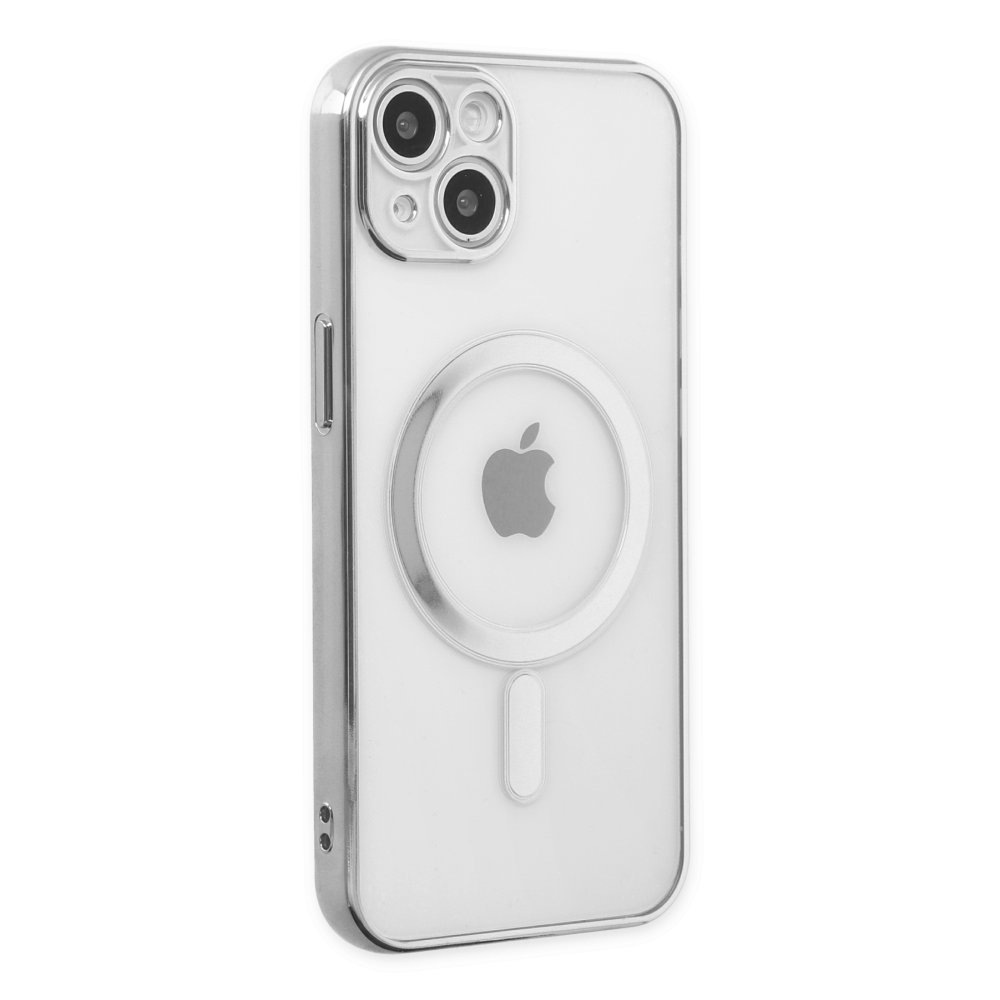  iPhone 14 Plus Kılıf Magneticsafe Lazer Silikon - Gümüş