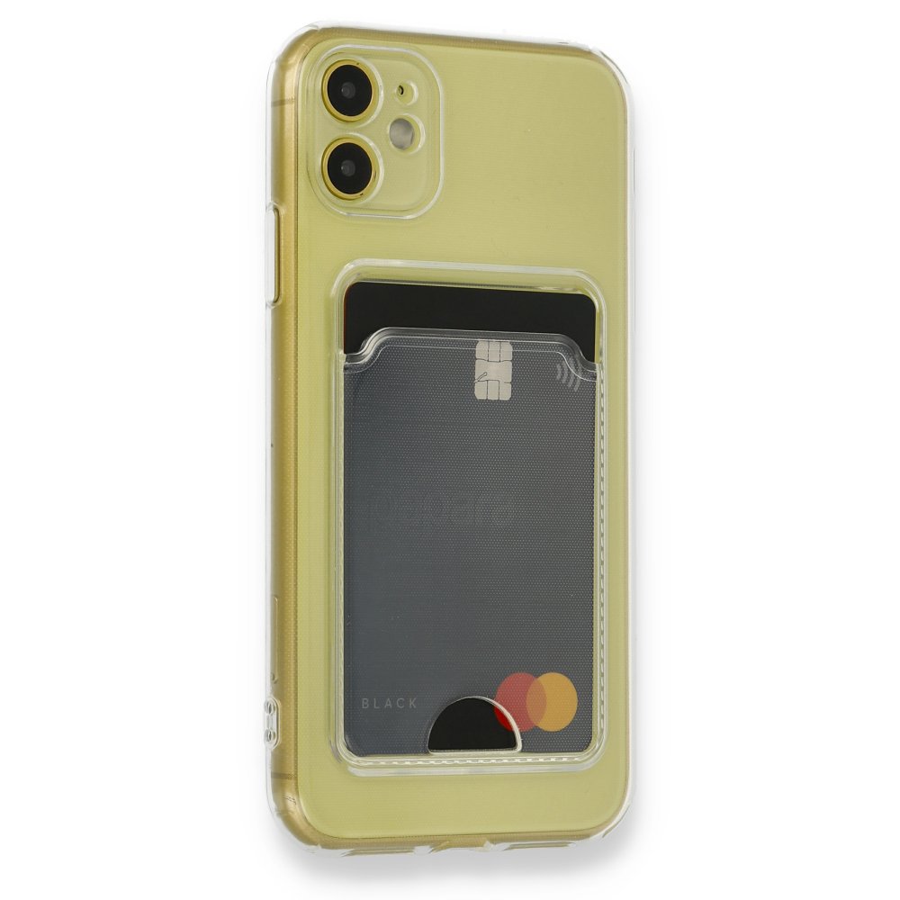  iPhone 11 Kılıf Kart Şeffaf Silikon - Şeffaf