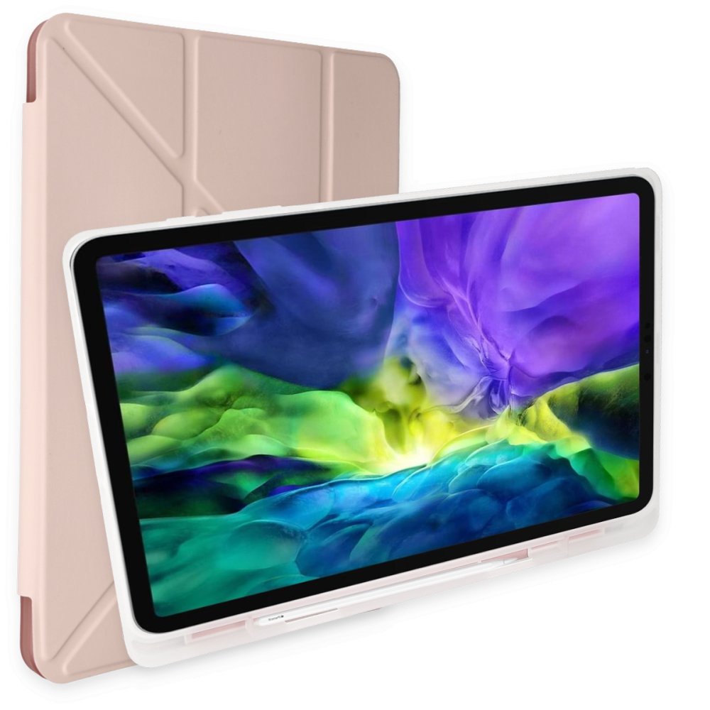 Samsung Galaxy T737 Tab S7 FE 12.4 Kılıf Kalemlikli Mars Tablet Kılıfı - Rose Gold