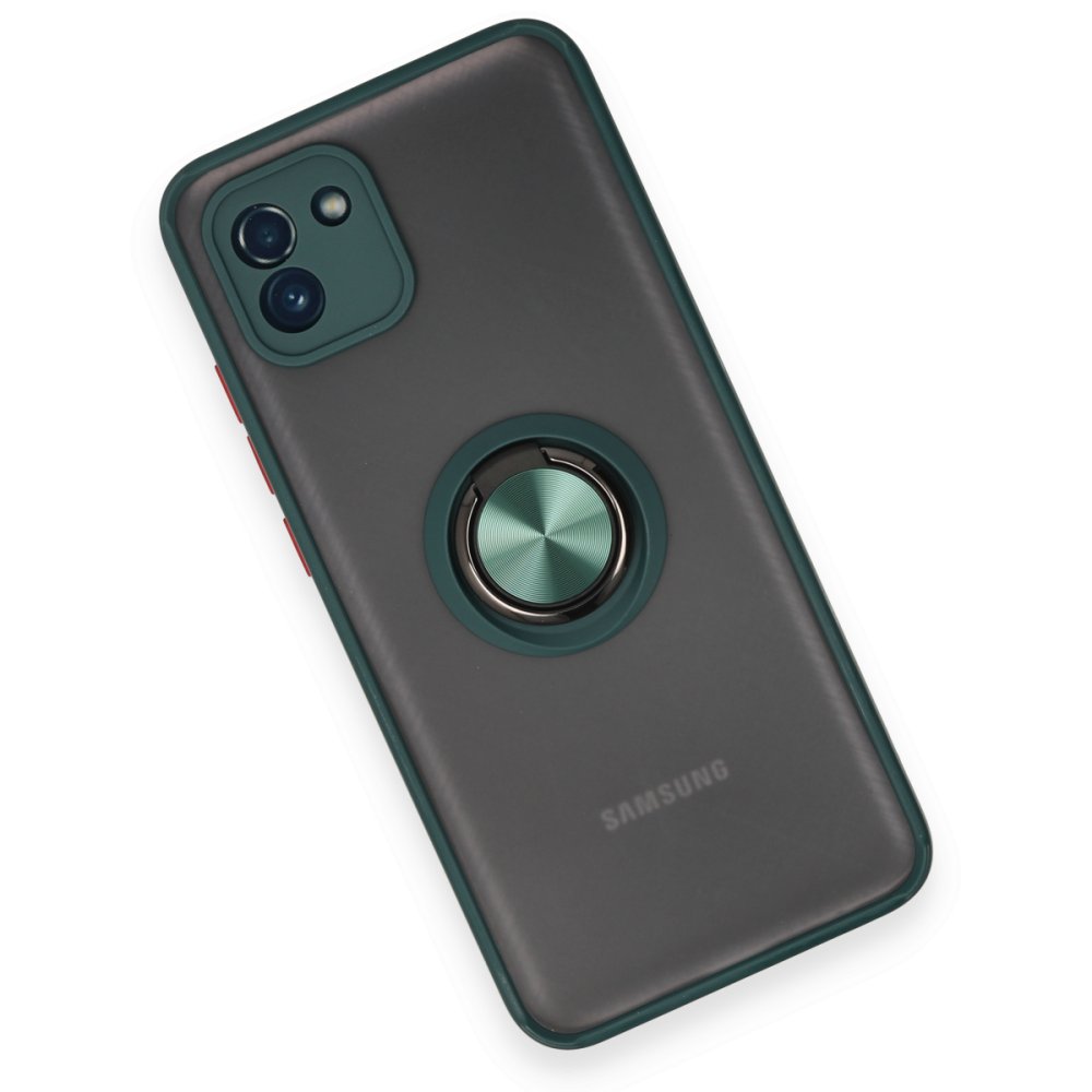  Samsung Galaxy A03 Kılıf Montreal Yüzüklü Silikon Kapak - Yeşil