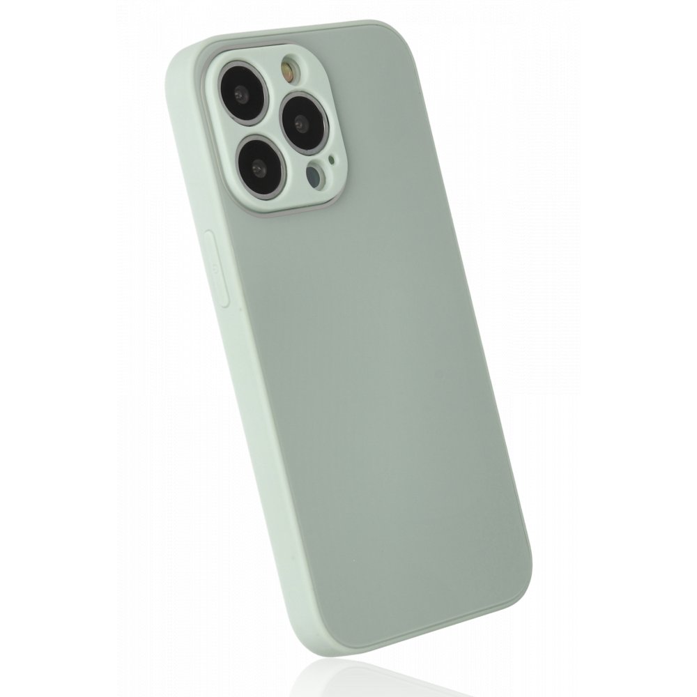 iPhone 13 Pro Max Kılıf Glass Kapak - Turkuaz  iPhone 13 Pro Max Kılıf Glass Kapak - Turkuaz