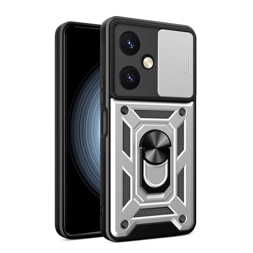  Vivo Y27 Kılıf Pars Lens Yüzüklü Silikon - Gümüş