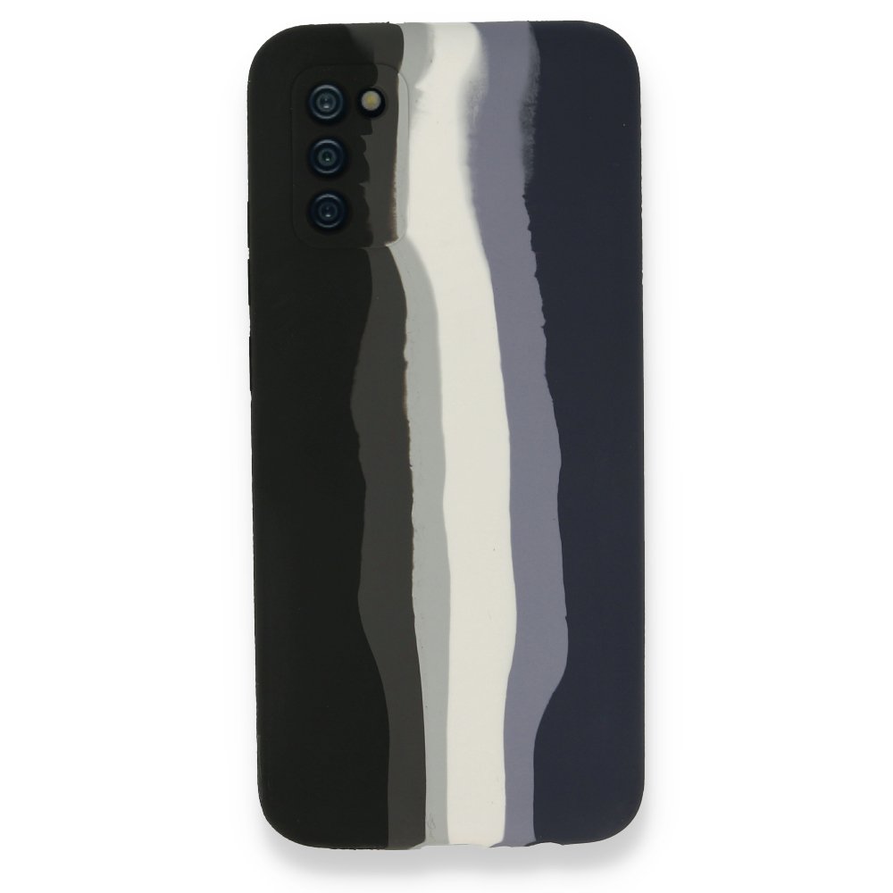  Samsung Galaxy A02S Kılıf Ebruli Lansman Silikon - Siyah-Lacivert