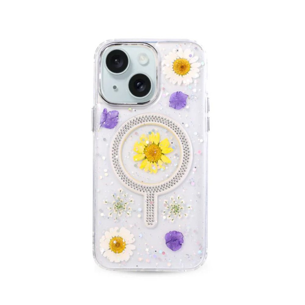 iPhone 13 Flower Magsafe Kapak - Sarı  iPhone 13 Flower Magsafe Kapak - Sarı