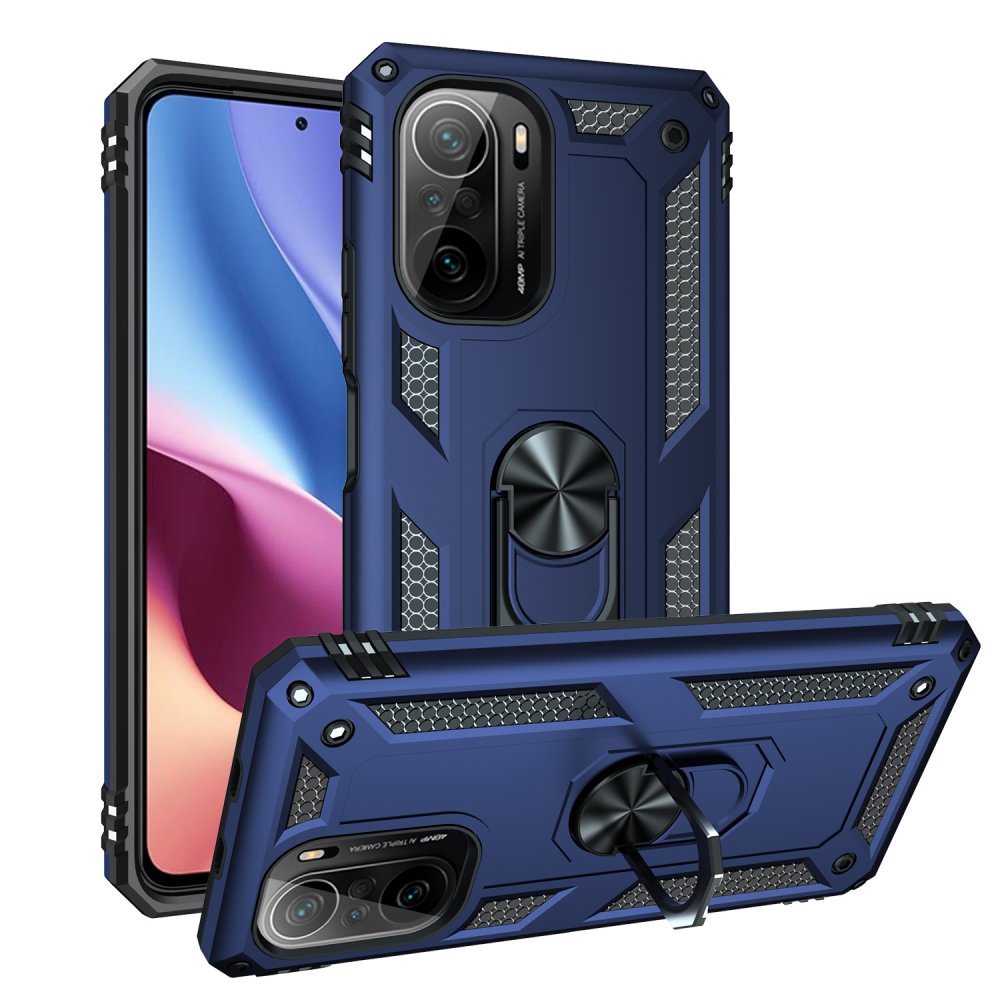  Xiaomi Mi 11i Kılıf Sofya Yüzüklü Silikon Kapak - Lacivert