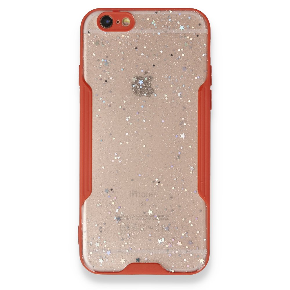  iPhone 6 Kılıf Platin Simli Silikon - Kırmızı