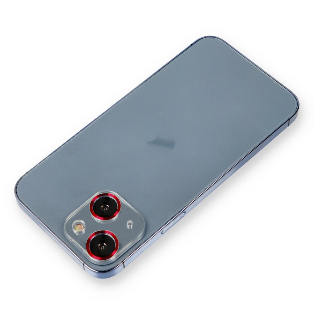  iPhone 13 Mini Metal Kamera Lens Koruma Cam - Kırmızı