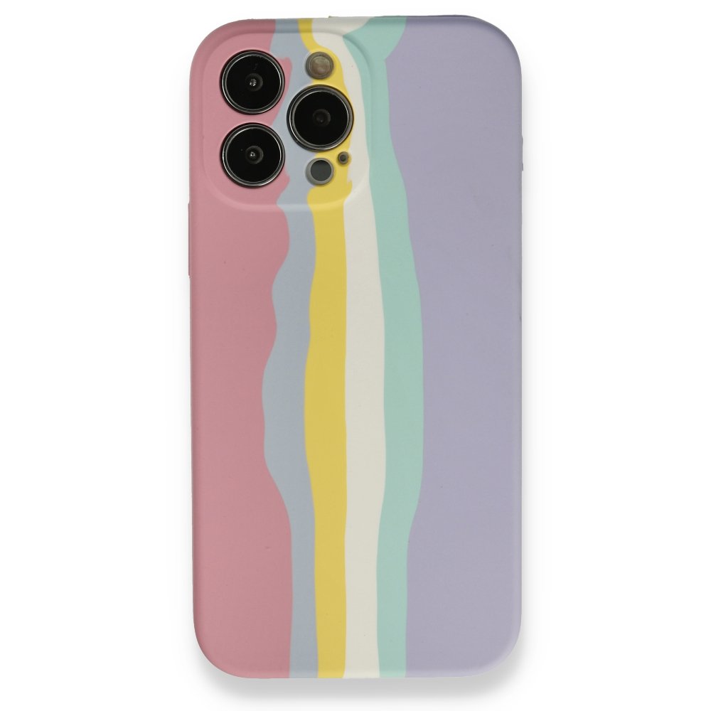  iPhone 13 Pro Kılıf Ebruli Lansman Silikon - Pembe-Lila