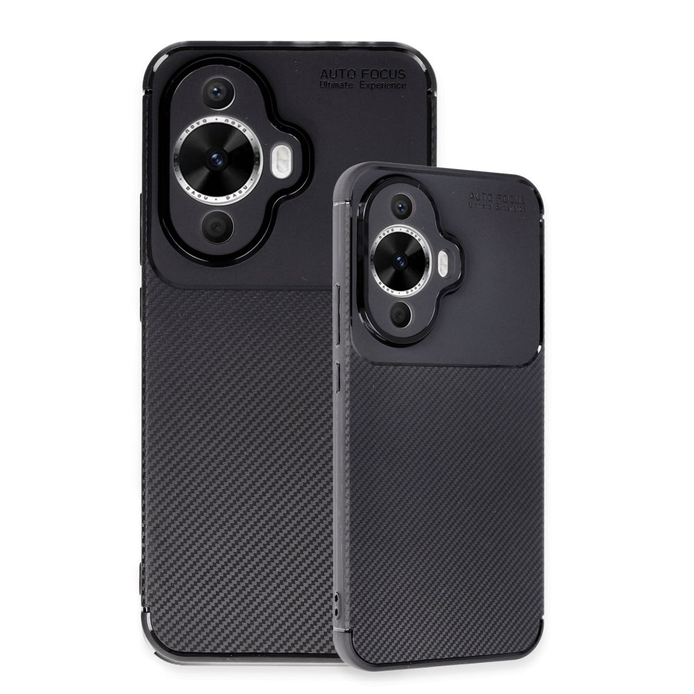 Huawei Nova 12S Kılıf Auto Focus Karbon Kapak - Siyah Huawei Nova 12S Kılıf Auto Focus Karbon Kapak - Siyah